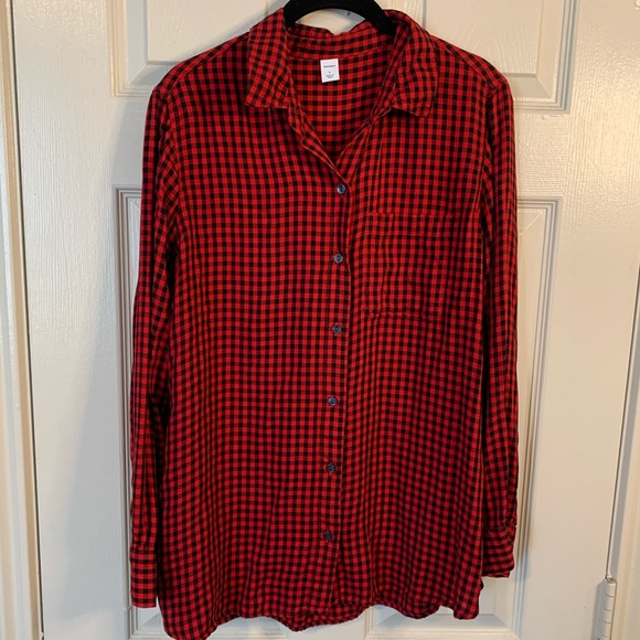 Old Navy Tops - Old Navy Red Black Plaid Shirt size large